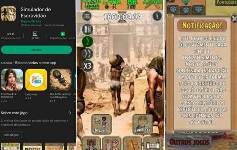 Jogo simulador de escravidão está funcionando em aparelhos em que